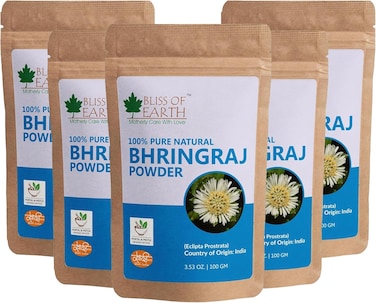 Bliss Of Earth 100% Pure Natural Bhringraj Powder, 5X100gm, Great For Hair (Pack Of 5)