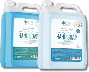 إعادة تعبئة سائل غسول اليدين بليس أوف إيرث، مجموعة المسك الغامض المنعش ورذاذ المحيط، سائل صابون اليد بتركيبة مرطبة وعطر عطري، مثالي للفنادق والمكتب والمنزل - 5 لتر لكل منهما