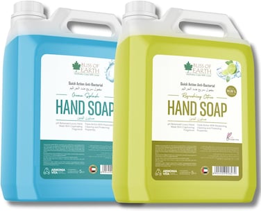 Bliss Of Earth Hand Wash Liquid Refill, Refreshing Ocean Splash &amp; Citrus Combo, Hand Soap Liquid With Moisturizing Formula &amp; Aromatic Fragrance, Perfect For Hotel, Office &amp; Home - 5 Litres Each