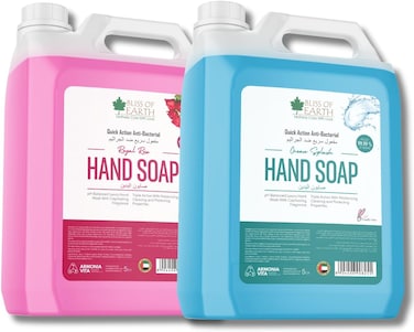 Bliss Of Earth Hand Wash Liquid Refill, Refreshing Ocean Splash &amp; Blossom Blast Combo, Hand Soap Liquid With Moisturizing Formula &amp; Aromatic Fragrance, Perfect For Hotel, Office &amp; Home - 5 Litres Each