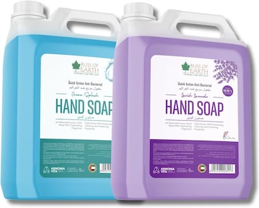 Bliss Of Earth Hand Wash Liquid Refill Refreshing Ocean Splash &amp; Lavish Lavender Combo, Hand Soap Liquid With Moisturizing Formula &amp; Aromatic Fragrance, Perfect For Hotel, Office &amp; Home - 5 Litre Each