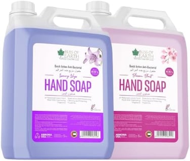 سائل إعادة تعبئة غسول اليدين بليس أوف إيرث، مجموعة صابون لليدين الفاخرة المنعشة بالزنبق والزهر، 10 لتر، تركيبة مرطبة غير جافة، عطر عطري