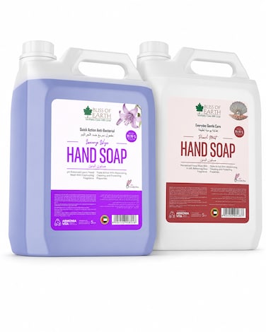 Bliss of Earth Luxury Lily &amp; Pearl Mist, Floral Liquid Soap Duo, 2x5L - Antibacterial Hand Wash Refill Pack Of 2