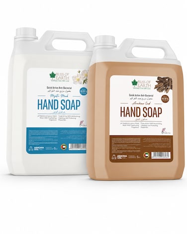 Bliss of Earth Arabian Oud &amp; Mystic Musk, Luxury Oriental Soap Duo, 2x5L - Antibacterial Hand Wash Refill Pack Of 2