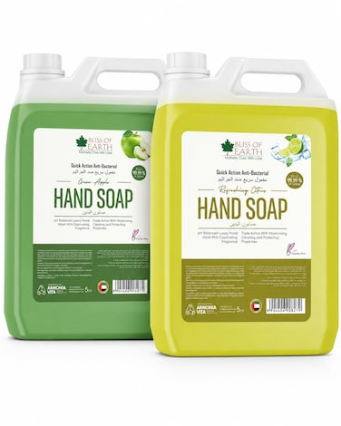 Bliss of Earth Citrus &amp; Green Apple, Fresh Fruity Soap Duo, 2x5L - Antibacterial Hand Wash Refill Pack Of 2