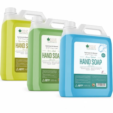 Bliss of Earth Refreshing Citrus, Ocean Splash &amp; Green Apple, Fresh Family Soap Trio, 3x5L - Antibacterial Hand Wash Refill Pack Of 3