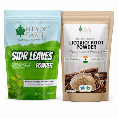 Bliss of Earth Sidr &amp; Licorice Root Powder, 100g + 453g - Hair Mask Duo for Soft Scalp Care