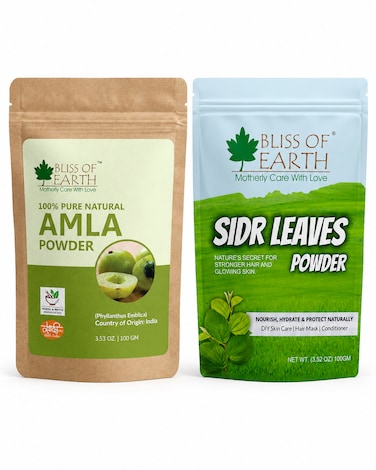 Bliss of Earth Sidr &amp; Amla Powder, 2x100g - Hair Mask Duo for Shine &amp; Smooth Hair