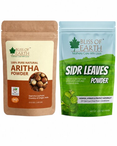 Bliss of Earth Sidr &amp; Reetha Powder, 2x100g - Hair Wash Duo, Scalp Cleansing &amp; Herbal Shampoo