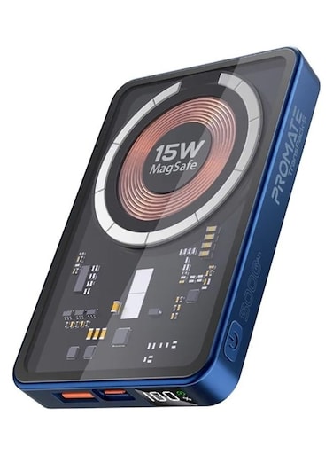 5000.0 mAh 5000mAh Transparent 15W MagSafe Wireless Charging Power Bank Blue