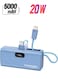 5000 mAh Ultra-Compact Powerbank With Built-In Lightning Cable, Foldable USB-C Connector, 20W USB-C Power Delivery Port, LED Display and Charge Protection For iPhone 15, NanoPack-5 Blue