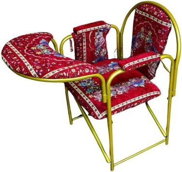 Comfortable Islamic Prayer Chair with Armrest &amp; Side Pocket Comfortable Folding Prayer Chair (Dark Red)