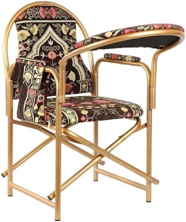 Muslim Prayer Chair Comfortable Velvet Padded Islamic Chair with Armrest and Side Pocket Foldable Sujud Chair. (Brown)