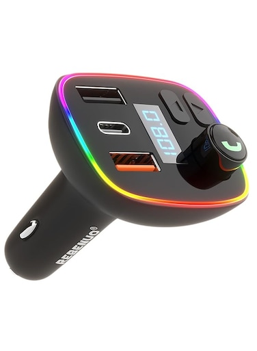 RCP75 Car FM Player with 2 Wired Phone Charging Ports with Answer Buttons for Easy Use with Digital Display Bluetooth Connection