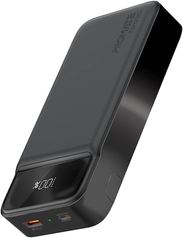 باور بانك 20000 مللي أمبير في الساعة بمنفذ USB-C PD بقوة 20 وات وتقنية QC 3.0 باللون الأسود