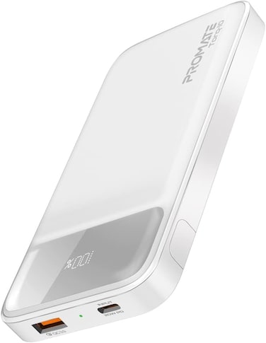 باور بانك 20000 مللي أمبير في الساعة بمنفذ USB-C PD وQC 3.0، أبيض