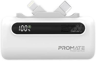 5000 mAh Power Bank, Ultra-Compact Portable Charger With Built-In 20W Foldable USB-C Connecter, 20W USB-C Power