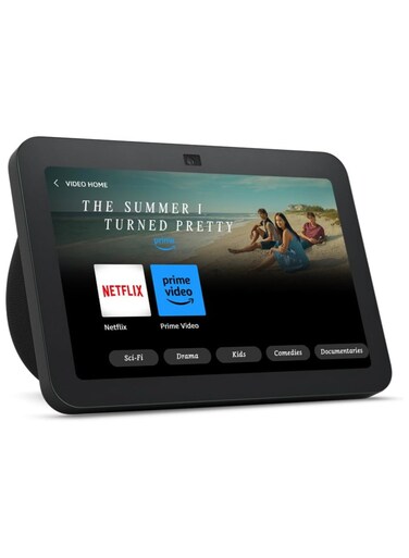 شو 8 (الجيل الثالث)، شاشة لمس ذكية عالية الدقة مقاس 8 بوصات مع صوت مكاني، وكاميرا بدقة 13 ميجابكسل، وبلوتوث/واي فاي، ومكبرات صوت 2x2 بوصة مع باس سلبي، ومحور منزلي ذكي مدمج وأليكسا، (أسود)