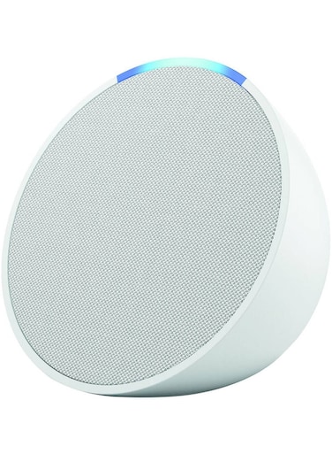 مكبر صوت ذكي مدمج إيكو بوب كامل الصوت، واي فاي وبلوتوث مع أليكسا، استخدم صوتك للتحكم في أجهزة المنزل الذكية، وتشغيل الموسيقى أو القرآن الكريم، والمزيد (يتحدث الإنجليزية والخليجية) أبيض