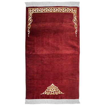 Prayer rug with thin sponge layer and elegant modern design, red color
