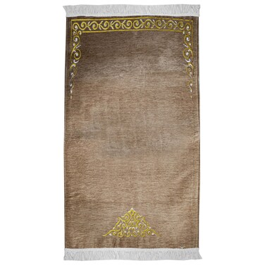 Prayer rug with soft sponge layer and elegant modern design, brown color