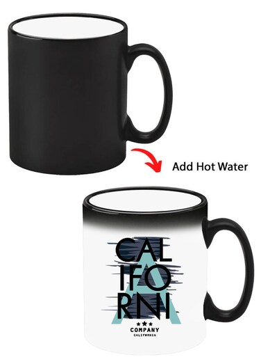 Color Changing Heat Sensitive Ceramic Mug, Image Revealed When HOT Liquid is Added! California Black