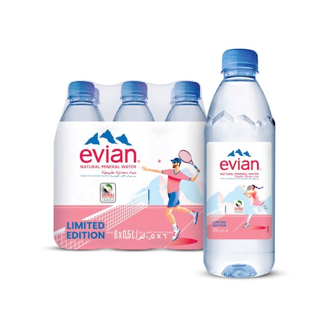 evian Natural Mineral Water 500ml Pack of 6