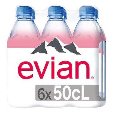 evian Natural Mineral Water 500ml Pack of 6