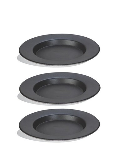 3-Pieces Non Stick Kunafa Set Black 22cm