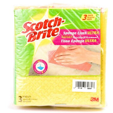 Scotch-Brite Ultra Sponge Cloth 3 PCS Yellow With Heavy Duty Scrub Sponge Green 2 PCS