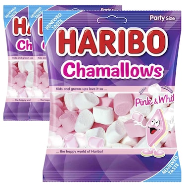 Haribo Chamallows Pink and White Marshmallow, 150g Pack of 3