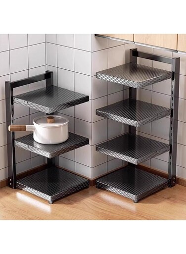 Adjustable Kitchen Pot Rack, 26.5*21*50.5cm Black