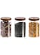 GGEROU Airtight Glass Storage Jar with Acacia Wood Air-tight Lid,3 Pack Borosilicate Glass Kitchen Canisters，Glass Canister for Kitchen, Pantry Organization, Ideal for Coffee, Nuts, Cookie (800ml)