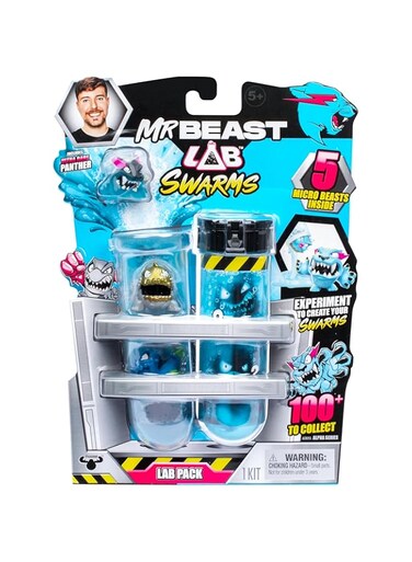 MrBeast Lab Swarms Lab Pack, Experiment by Adding Water, Shaking Test Tube &amp; Revealing 5 PK of 1" MrBeast Collectible Characters, 100+ to Collect, Look Out for The Limited Edition Hyperchrome Panther