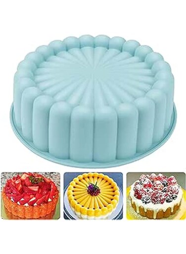 Cake Pan Silicone, 18cm Nonstick Round Cake Molds for Cheesecake, Egg puddings, Chocolate Cake, Brownie, Tart, Pie, Flan, Bread Baking Pans (1 pcs)