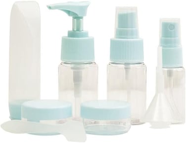 Homesmiths 6&acirc;&euro;&lsquo;Piece Refillable Cosmetics Travel Bottle Set &acirc;&euro;&ldquo; Clear Plastic Zip Bag with Cream Jars, Squeeze Bottle, Pump &amp; Spray Bottles + Accessories, TSA-Friendly