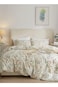 Home Queen size 6pieces: Duvet Cover (200x230cm), 1 Flat Sheet (230x250cm), and 4 Pillow Cases (50x75cm),botanical bedding set featuring a green and gold floral design 200x230cm.