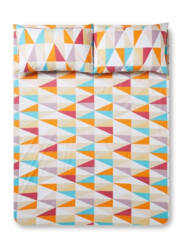 3-Piece 180 TC Premium Collection Queen Size Raw Sienna Flat Bedsheet And Pillow Case Set Includes 1x Bedsheet 240x254 cm, 2x Pillow Cases 50x75 cm Cotton Multicolour
