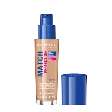 Rimmel London Match Perfection Liquid  Foundation, 301 Warm Honey