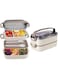 NOSLY Stainless Steel Bento Box for Adults&amp;Kids, Leakproof Lunch Box Divided Food Meal Storage Containers Set Stackable 2 Layer for Children School Picnic (Beige)