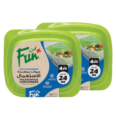 Fun Snack'N Salad Container Green 8 PCS