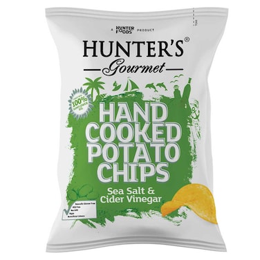 Hunter's Gourmet Sea Salt and Cider Vinegar Hand Cooked Potato Chips, 125g