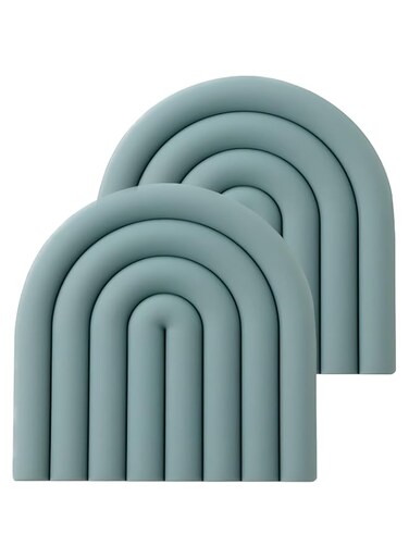 monomono 2 Silicone Trivets for Hot Dishes - Durable and Colorful Pot Holders, Heat Resistant Mats for Countertop, Hot Pads, Modern Multi-Purpose Trivet Mats, Spoon Rest (Muted Light Blue, Set of 2)