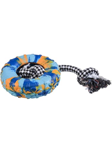duvoplus Duvo+ Rubber Tire Smash &amp; Cotton Rope Multicolour Small Size