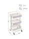 3-Tier Multipurpose Rolling Shelves Metal Cart Organizer White 85x45x35cm