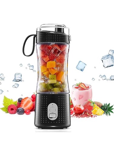 Bolivia's Portable Blender, Personal Size Blender Cup with 6 Blades, Mini Blender for Shakes and Smoothies with Sponge brush and USB Cable, Rechargeable for Office, Gym, Kitchen