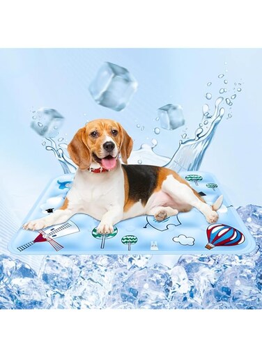 Zuooiec Dog Cooling Mat, Pet Gel Self Cooling Pads, for Dogs Cats Washable Hot Summer Kennel Mat (Pinwheel，L，60 * 50cm)