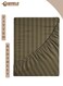 Olive Green Striped Microfiber Fitted Bedsheet with Deep Pocket for a Snug Fit, Breathable, Machine Washable for Optimal Protection, Available in King, Queen and Single Sizes, Without Pillow Cover