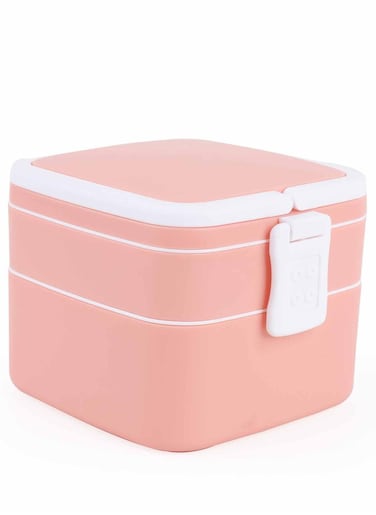 Prickly Pear Bento Box Pink Lunchbox, 2 Layer with Handle for Meals on the Go