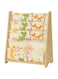 SONGMICS Children's Sling Bookcase, 4 Tier Fabric Book Shelves For School Supplies Stationery, Storage Unit and Rack in Children's Room, Nursery, Kindergarten, Animal Theme with Maple Finish GKR71YL